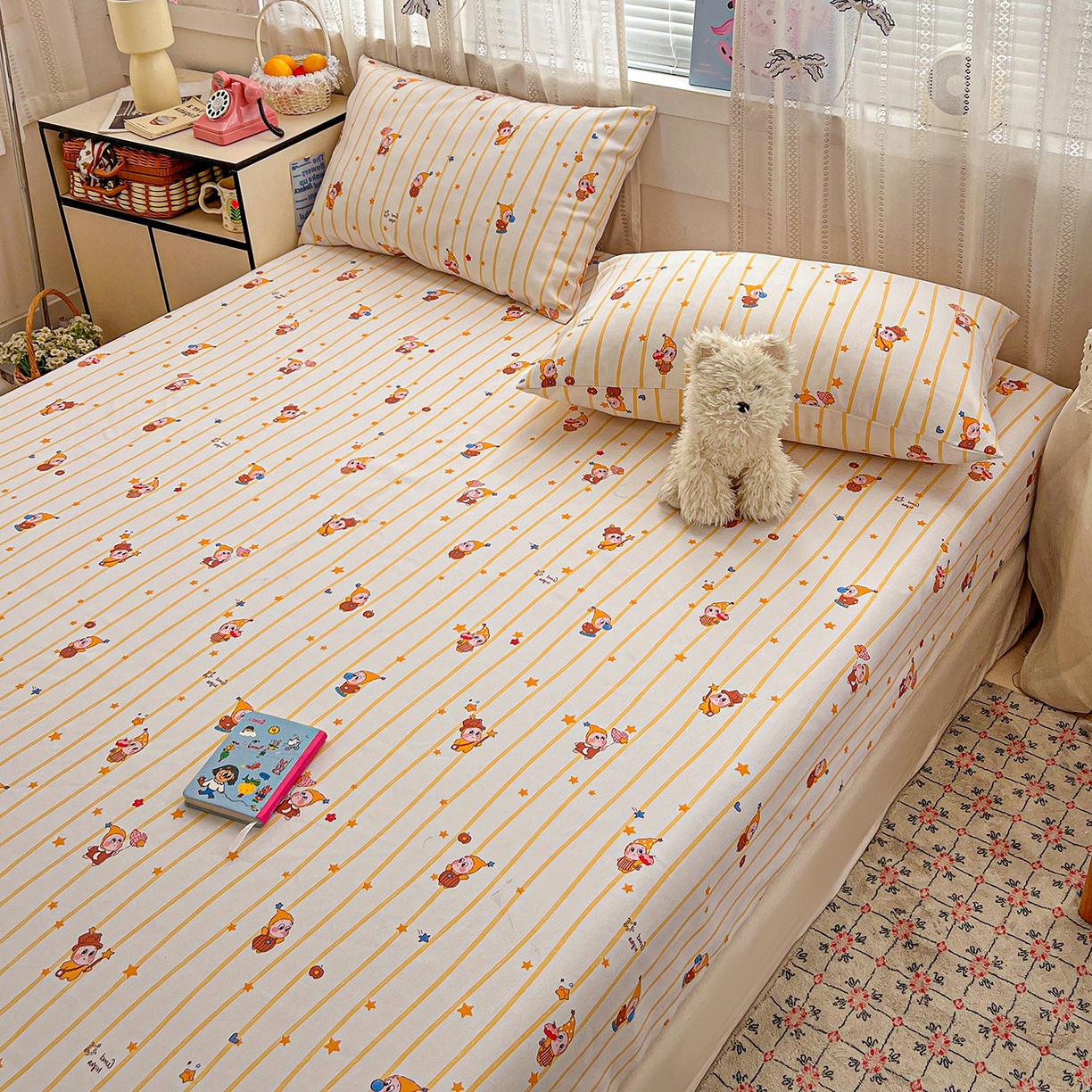 91家纺网 家纺一手货源 找家纺 栩裕纺织 2026春夏爆款老粗布凉席床单款凉席席子空调软席-提供买家秀 魔法喵星人-床笠款 