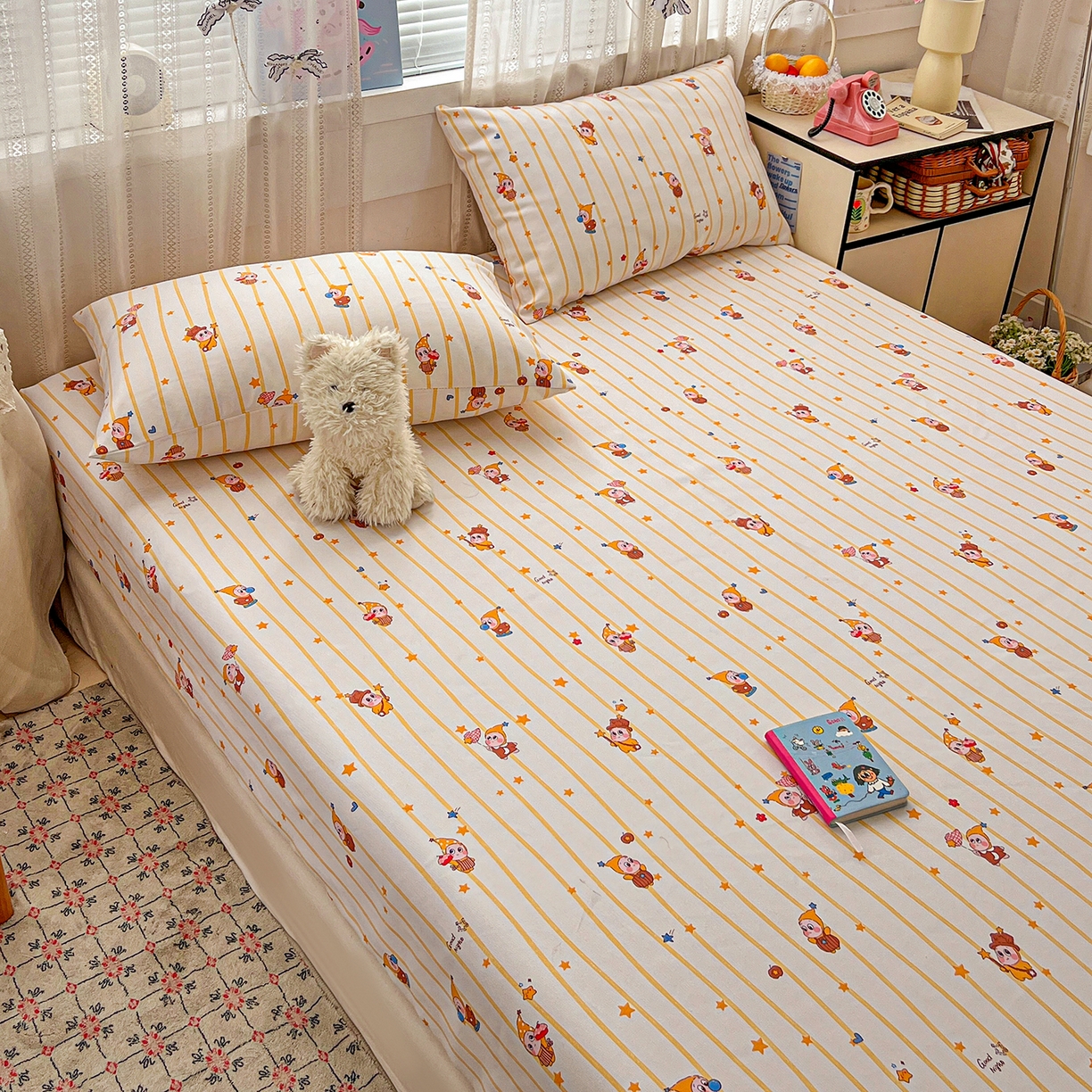 91家纺网 家纺一手货源 找家纺 栩裕纺织 2026春夏爆款老粗布凉席床单款凉席席子空调软席-提供买家秀 魔法喵星人-床笠款 