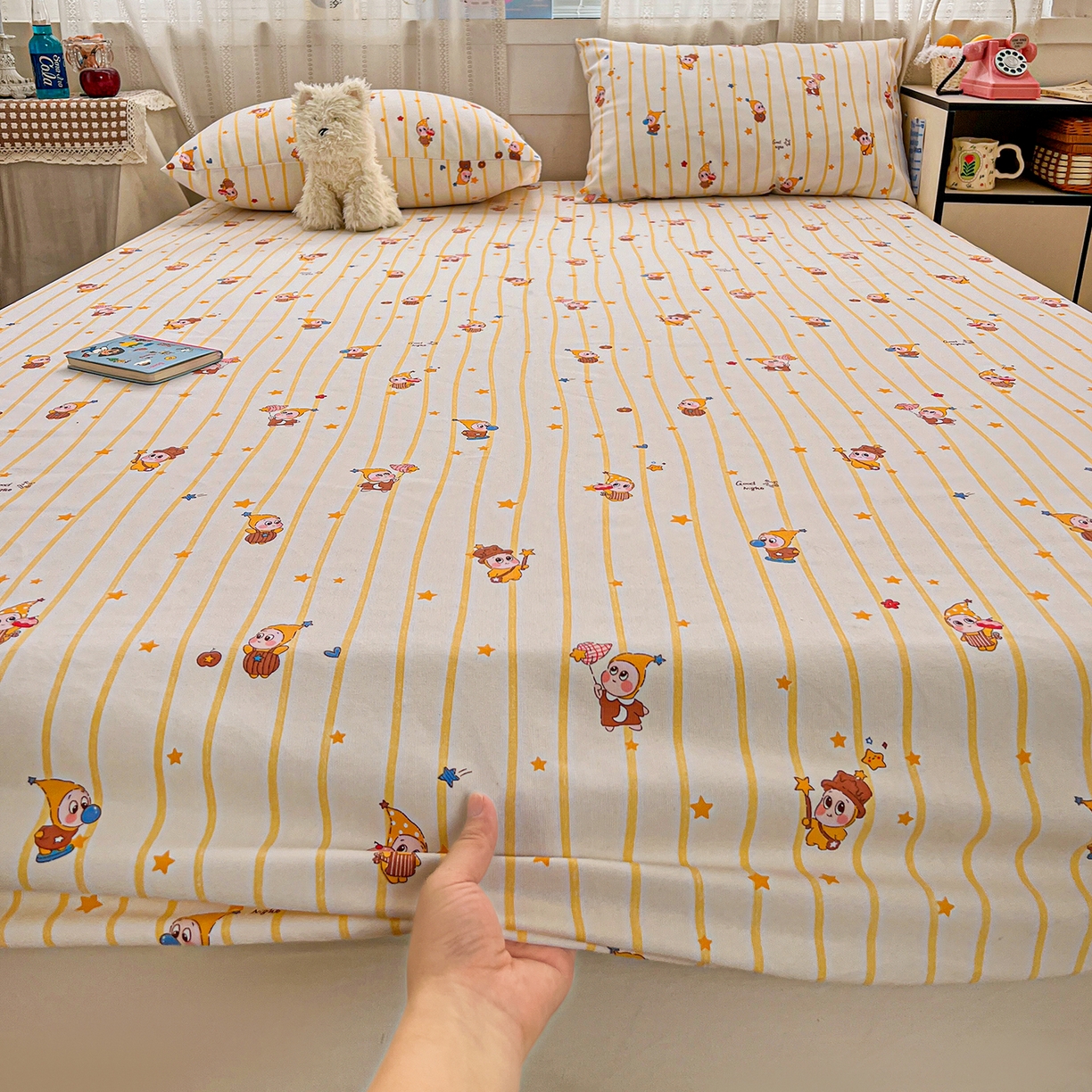 91家纺网 家纺一手货源 找家纺 栩裕纺织 2026春夏爆款老粗布凉席床单款凉席席子空调软席-提供买家秀 魔法喵星人-床笠款 