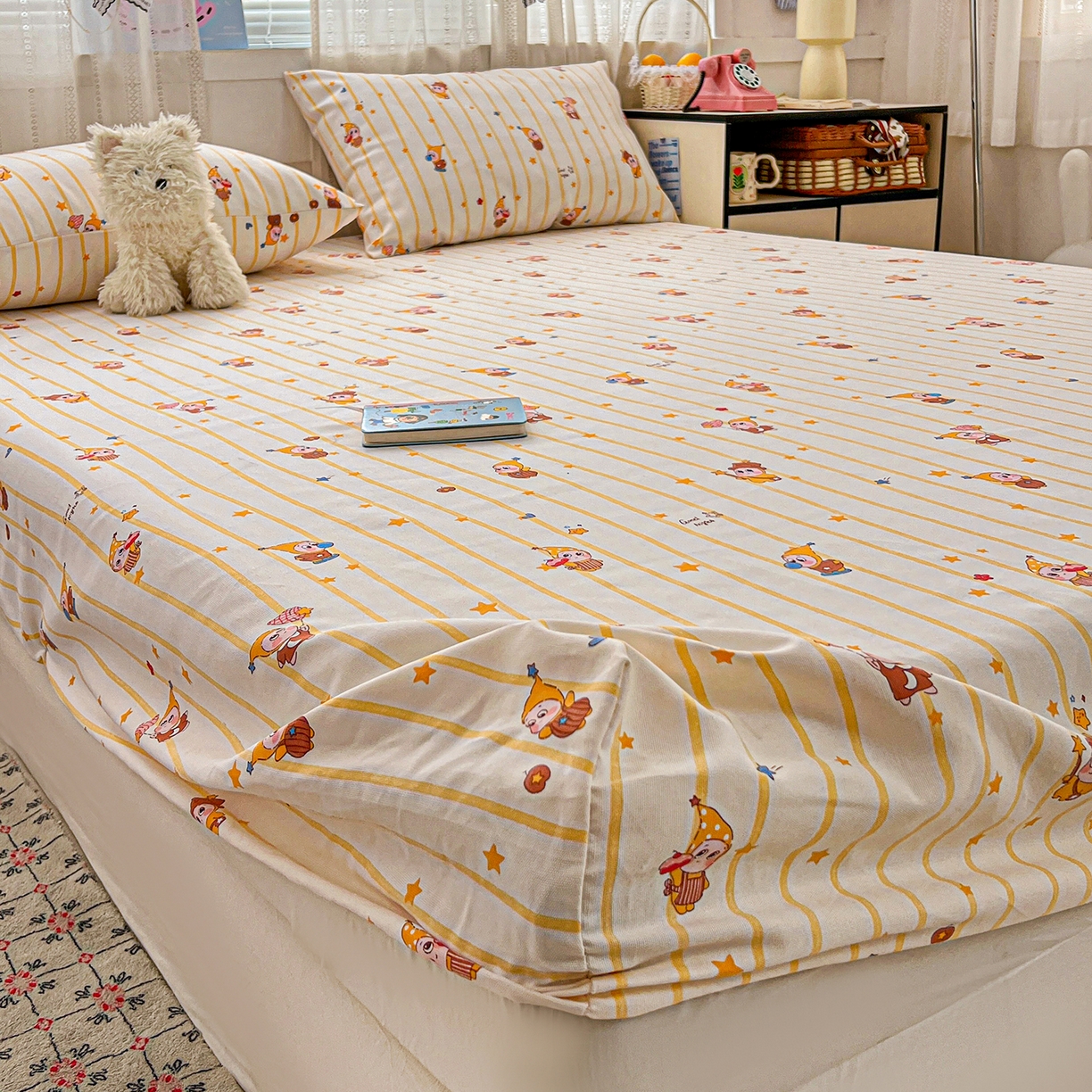 91家纺网 家纺一手货源 找家纺 栩裕纺织 2026春夏爆款老粗布凉席床单款凉席席子空调软席-提供买家秀 魔法喵星人-床笠款 