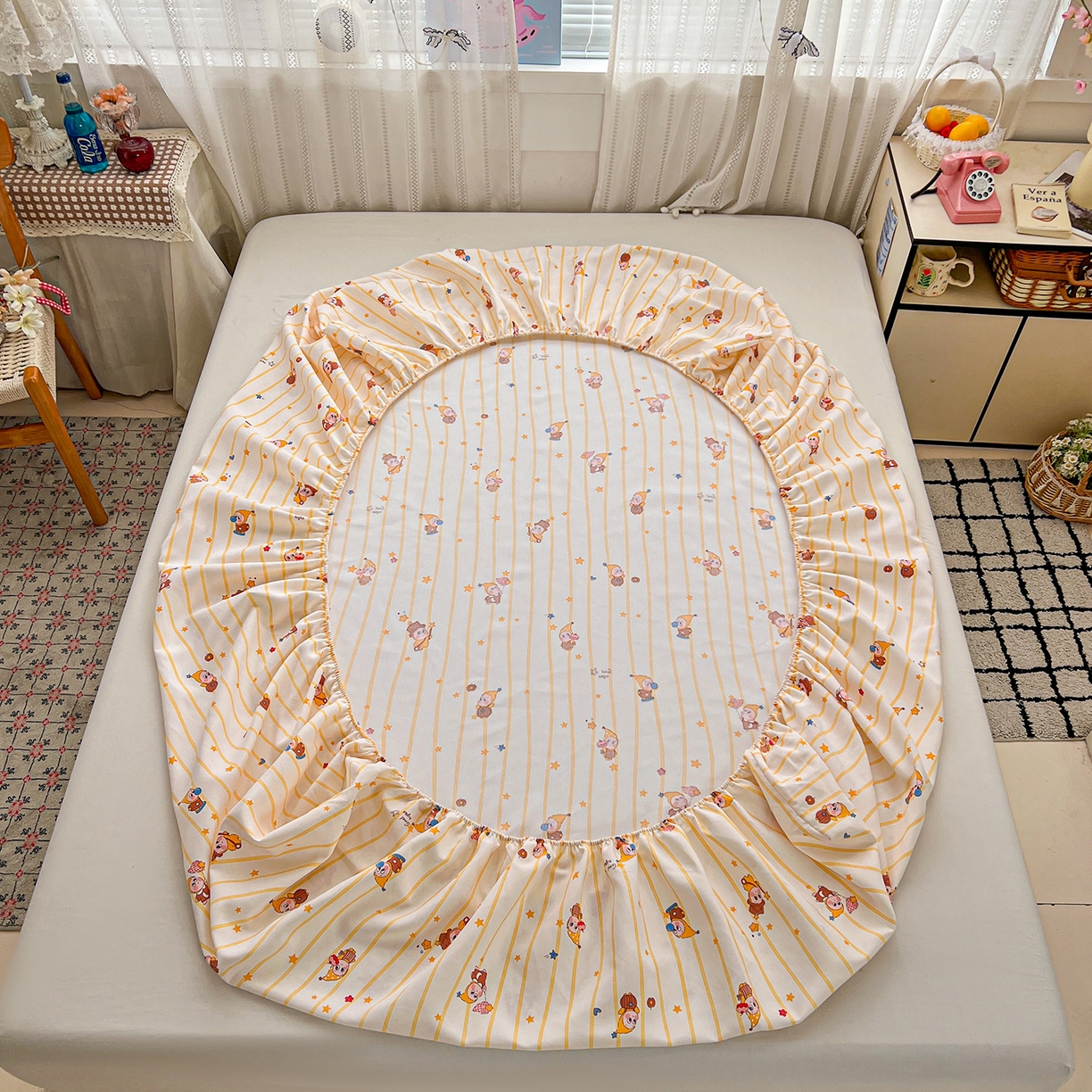 91家纺网 家纺一手货源 找家纺 栩裕纺织 2026春夏爆款老粗布凉席床单款凉席席子空调软席-提供买家秀 魔法喵星人-床笠款 