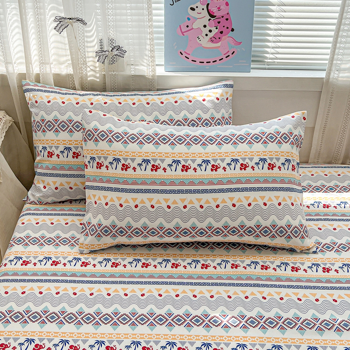 91家纺网 家纺一手货源 找家纺 栩裕纺织 2026春夏爆款老粗布凉席床单款凉席席子空调软席-提供买家秀 热带雨象-床笠款