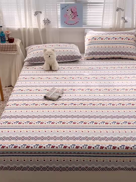 91家纺网 家纺一手货源 找家纺 栩裕纺织 2026春夏爆款老粗布凉席床单款凉席席子空调软席-提供买家秀 热带雨象-床笠款