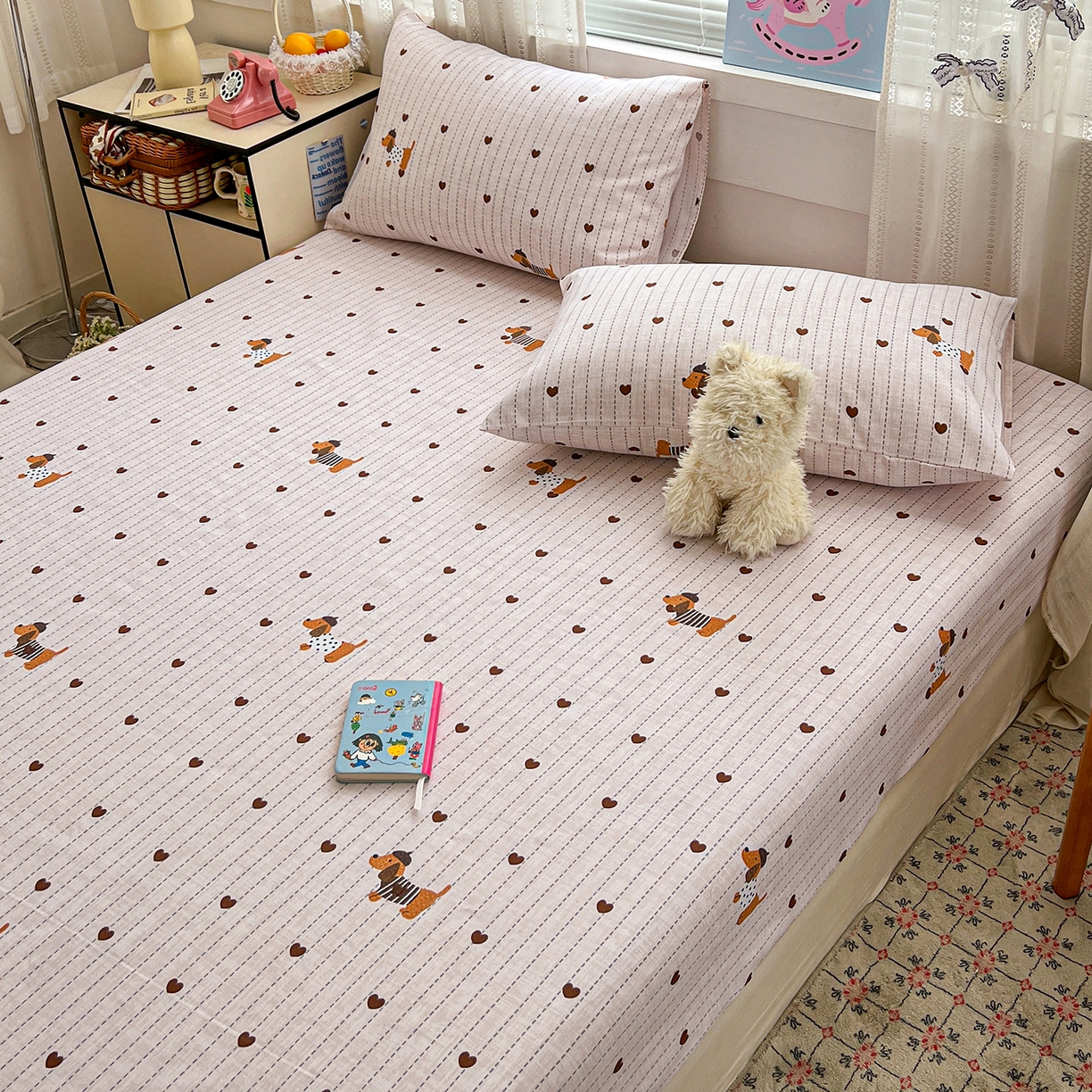 91家纺网 家纺一手货源 找家纺 栩裕纺织 2026春夏爆款老粗布凉席床单款凉席席子空调软席-提供买家秀 甜心腊肠狗-床笠款