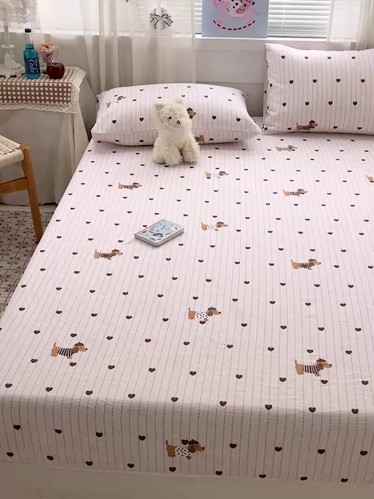 91家纺网 家纺一手货源 找家纺 栩裕纺织 2026春夏爆款老粗布凉席床单款凉席席子空调软席-提供买家秀 甜心腊肠狗-床笠款