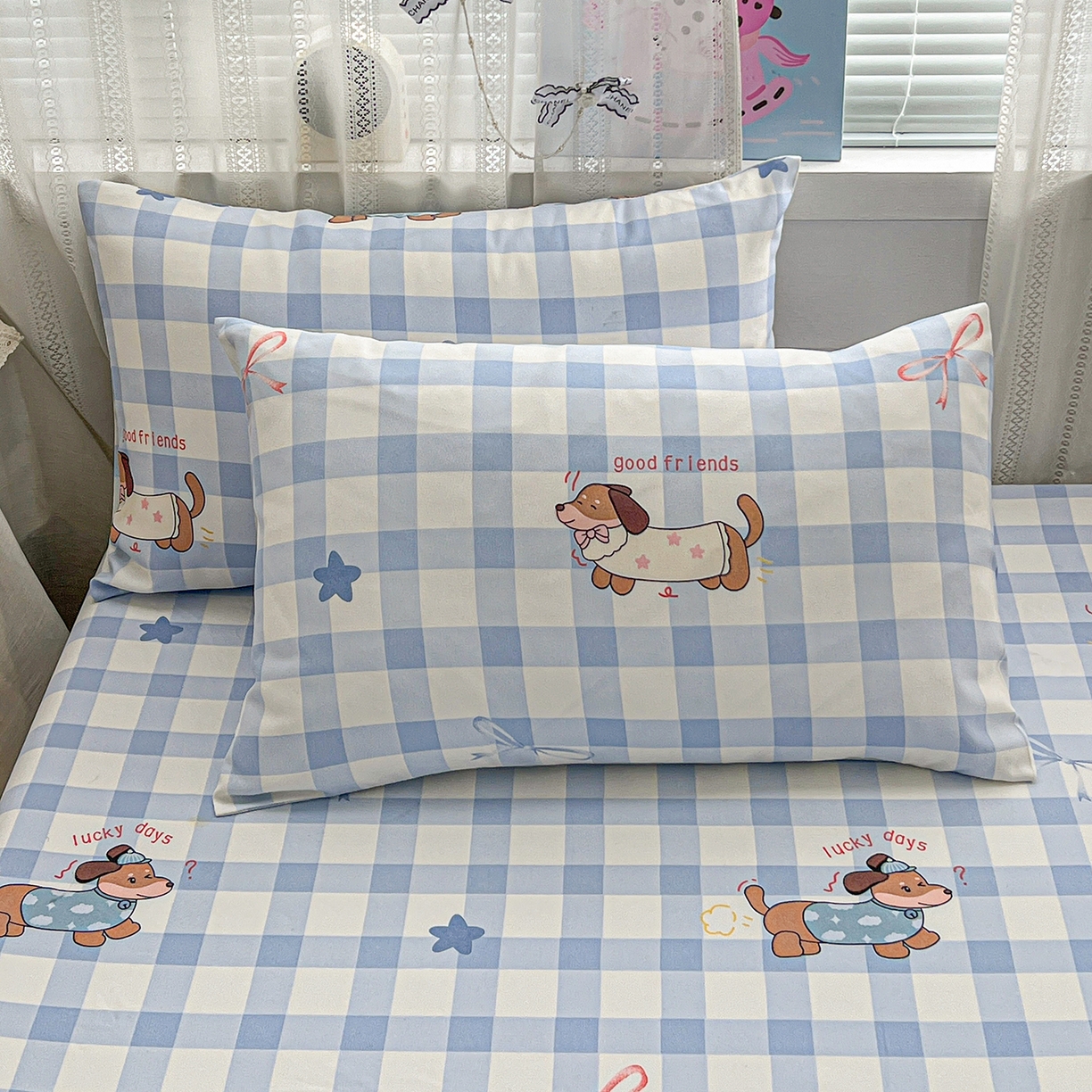 91家纺网 家纺一手货源 找家纺 栩裕纺织 2026春夏爆款老粗布凉席床单款凉席席子空调软席-提供买家秀 星空萌宠-床笠款