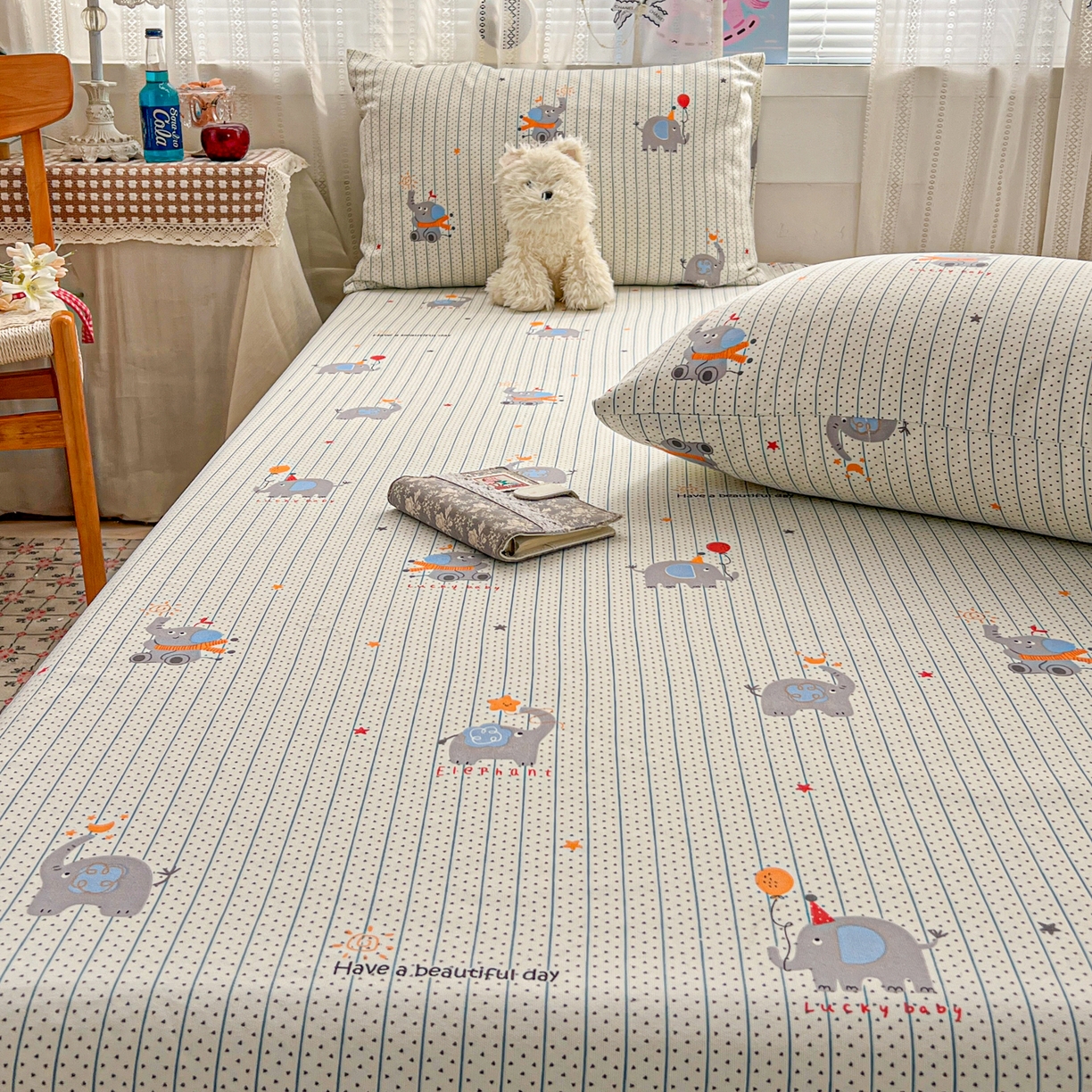 91家纺网 家纺一手货源 找家纺 栩裕纺织 2026春夏爆款老粗布凉席床单款凉席席子空调软席-提供买家秀 幸运小象-床笠款