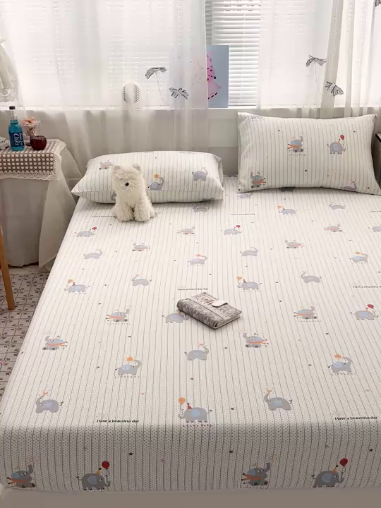 91家纺网 家纺一手货源 找家纺 栩裕纺织 2026春夏爆款老粗布凉席床单款凉席席子空调软席-提供买家秀 幸运小象-床笠款