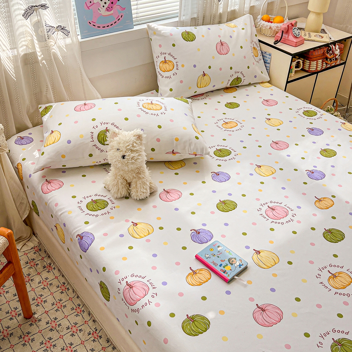 91家纺网 家纺一手货源 找家纺 栩裕纺织 2026春夏爆款老粗布凉席床单款凉席席子空调软席-提供买家秀 炫彩波点-床笠款