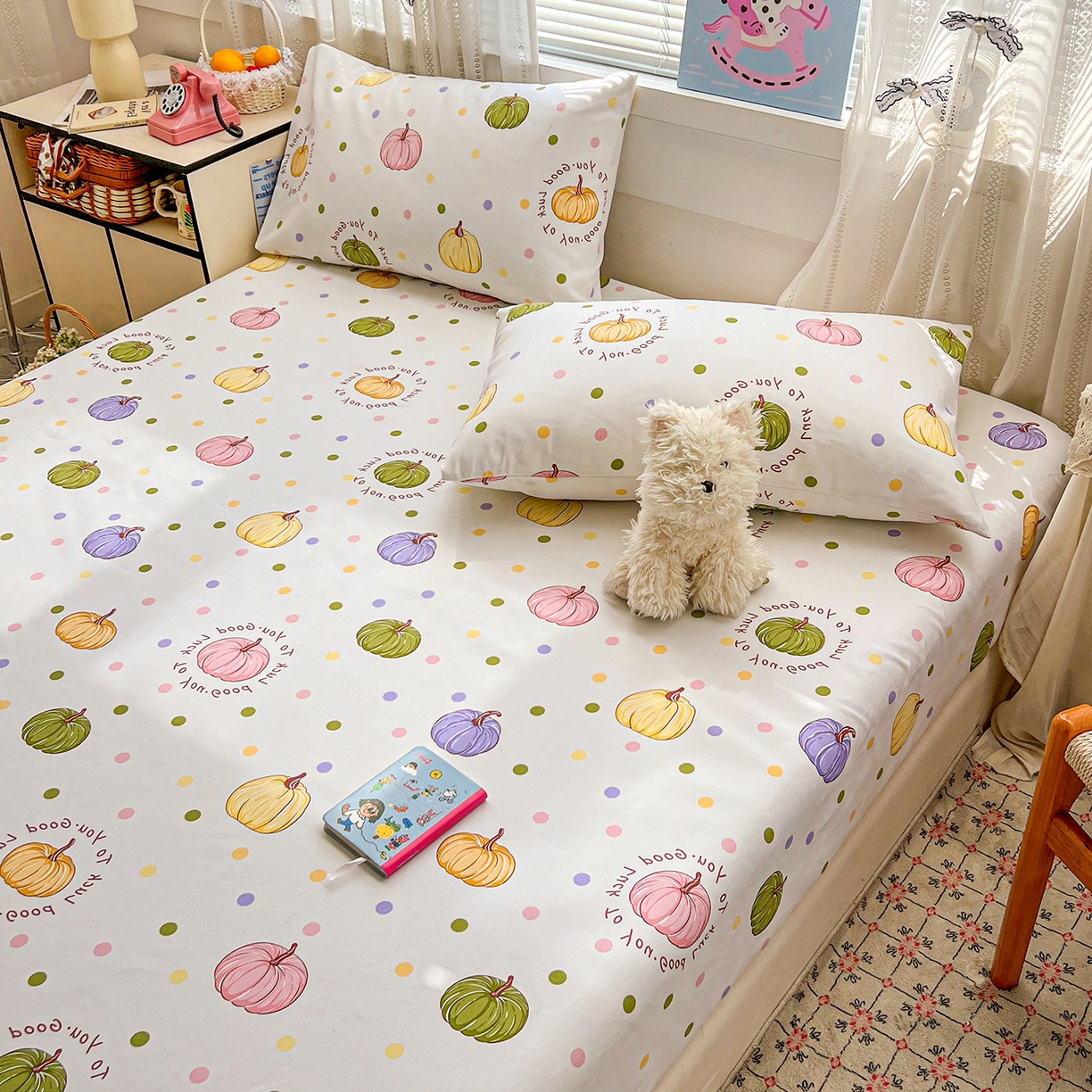 91家纺网 家纺一手货源 找家纺 栩裕纺织 2026春夏爆款老粗布凉席床单款凉席席子空调软席-提供买家秀 炫彩波点-床笠款