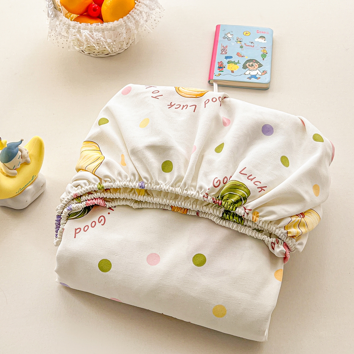 91家纺网 家纺一手货源 找家纺 栩裕纺织 2026春夏爆款老粗布凉席床单款凉席席子空调软席-提供买家秀 炫彩波点-床笠款