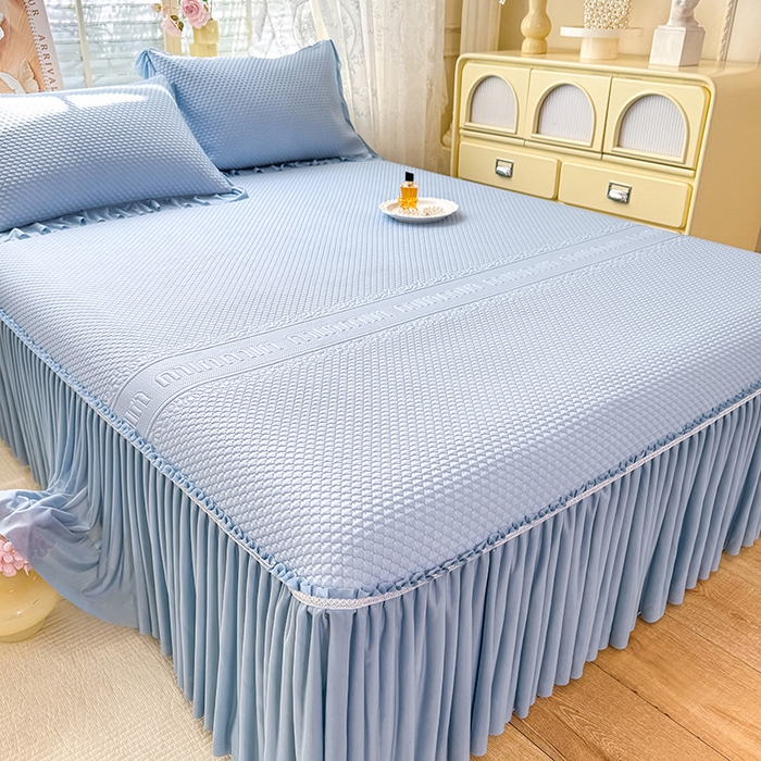 91家纺网 家纺一手货源 找家纺 苏米娜家纺SUMINA 2026新款高克重泡泡席乙纶中分子冰豆豆蕾丝床裙夏季冰丝软席三件套 minmin-兰屿