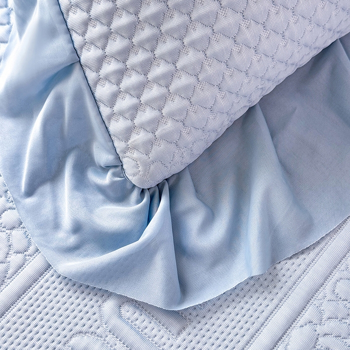 91家纺网 家纺一手货源 找家纺 苏米娜家纺SUMINA 2026新款高克重泡泡席乙纶中分子冰豆豆蕾丝床裙夏季冰丝软席三件套 minmin-兰屿