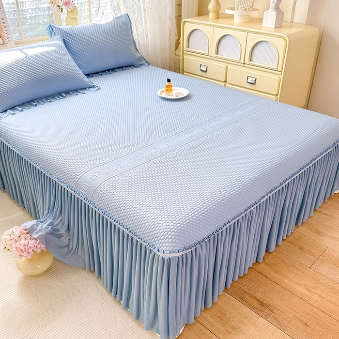 91家纺网 家纺一手货源 找家纺 苏米娜家纺SUMINA 2026新款高克重泡泡席乙纶中分子冰豆豆蕾丝床裙夏季冰丝软席三件套 minmin-兰屿