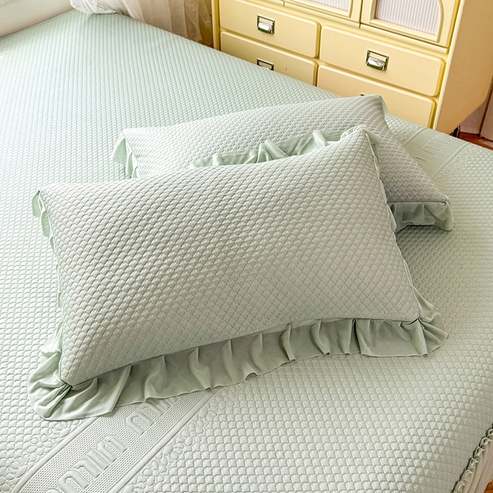 91家纺网 家纺一手货源 找家纺 苏米娜家纺SUMINA 2026新款高克重泡泡席乙纶中分子冰豆豆蕾丝床裙夏季冰丝软席三件套 minmin-竹影