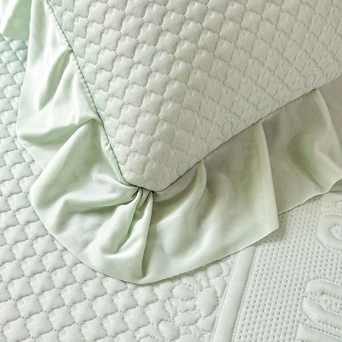 91家纺网 家纺一手货源 找家纺 苏米娜家纺SUMINA 2026新款高克重泡泡席乙纶中分子冰豆豆蕾丝床裙夏季冰丝软席三件套 minmin-竹影