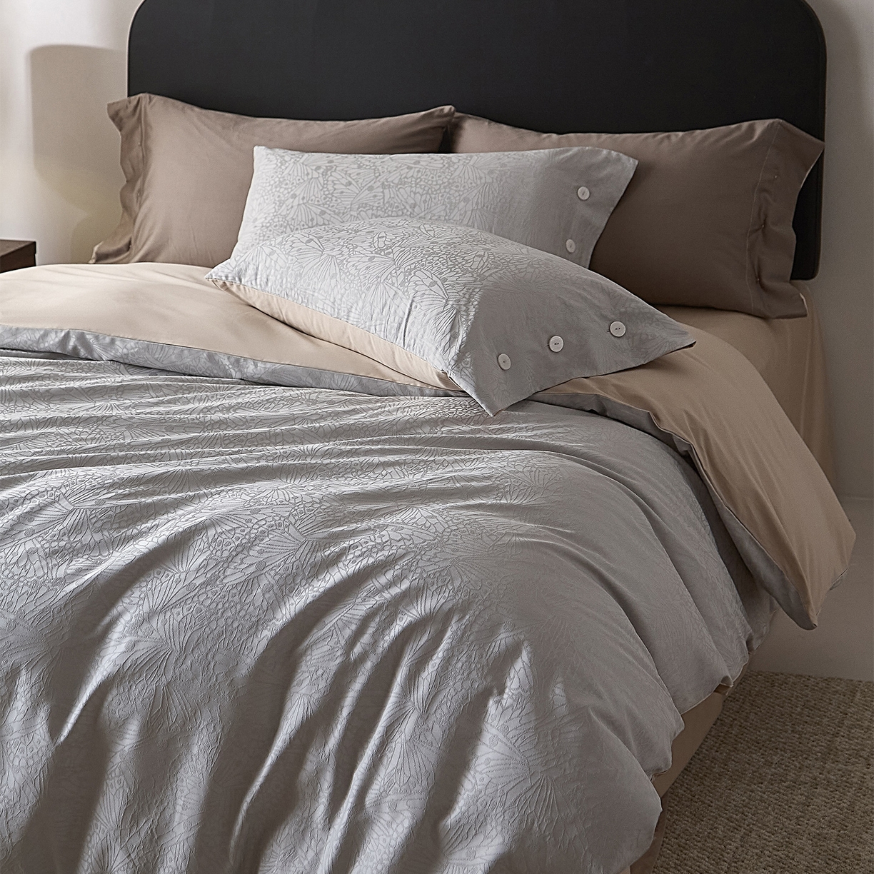 （总）ONE TWO ONE 121 2026新款100A版60x16B版s50支长绒棉全棉床上用品厚织提花四件套纽扣