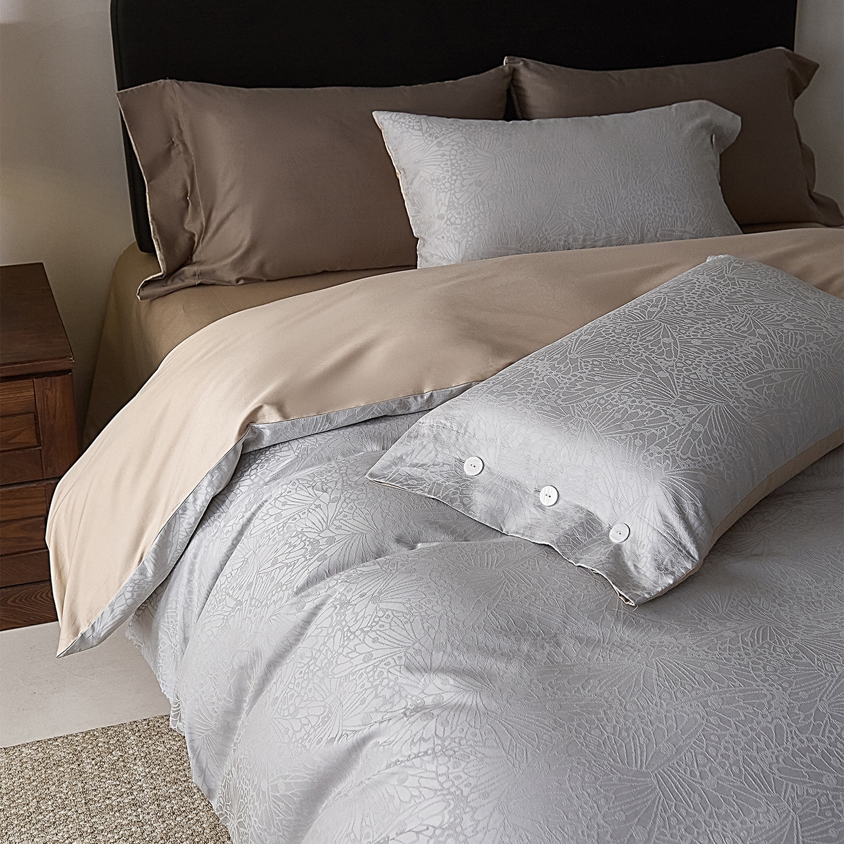 91家纺网 家纺一手货源 找家纺 （总）ONE TWO ONE 121 2026新款100A版60x16B版s50支长绒棉全棉床上用品厚织提花四件套纽扣