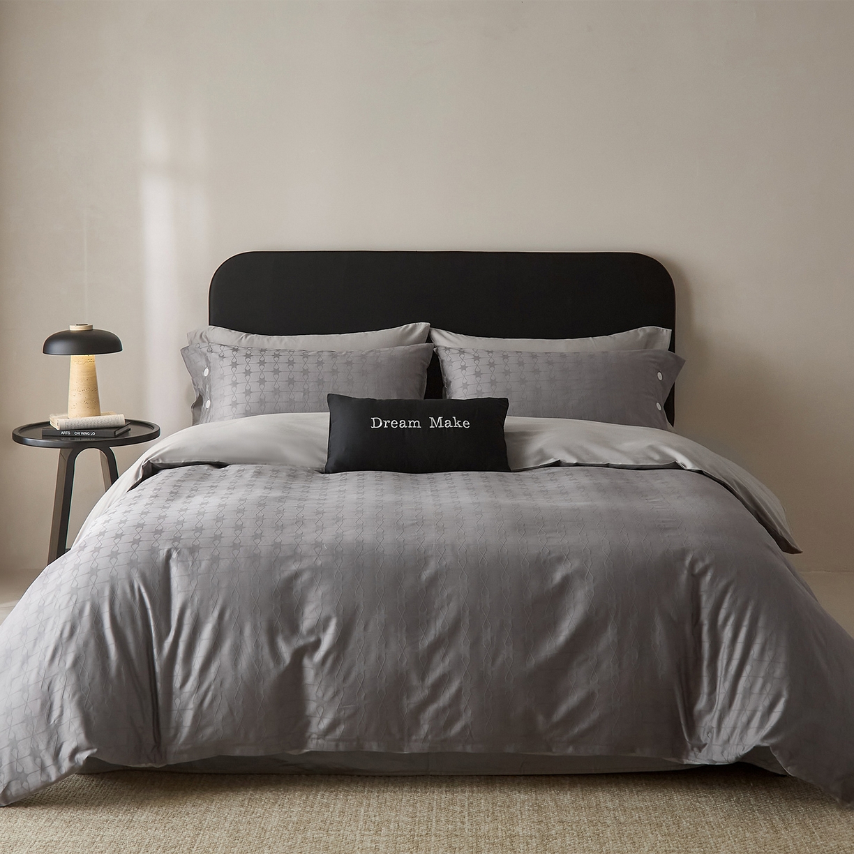 91家纺网 家纺一手货源 找家纺 ONE TWO ONE 121 2026新款100A版60x16B版s50支长绒棉全棉床上用品厚织提花四件套纽扣 晞光星愿