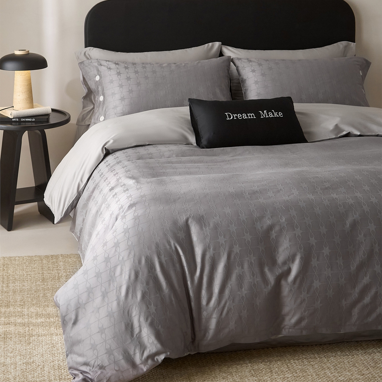 91家纺网 家纺一手货源 找家纺 ONE TWO ONE 121 2026新款100A版60x16B版s50支长绒棉全棉床上用品厚织提花四件套纽扣 晞光星愿