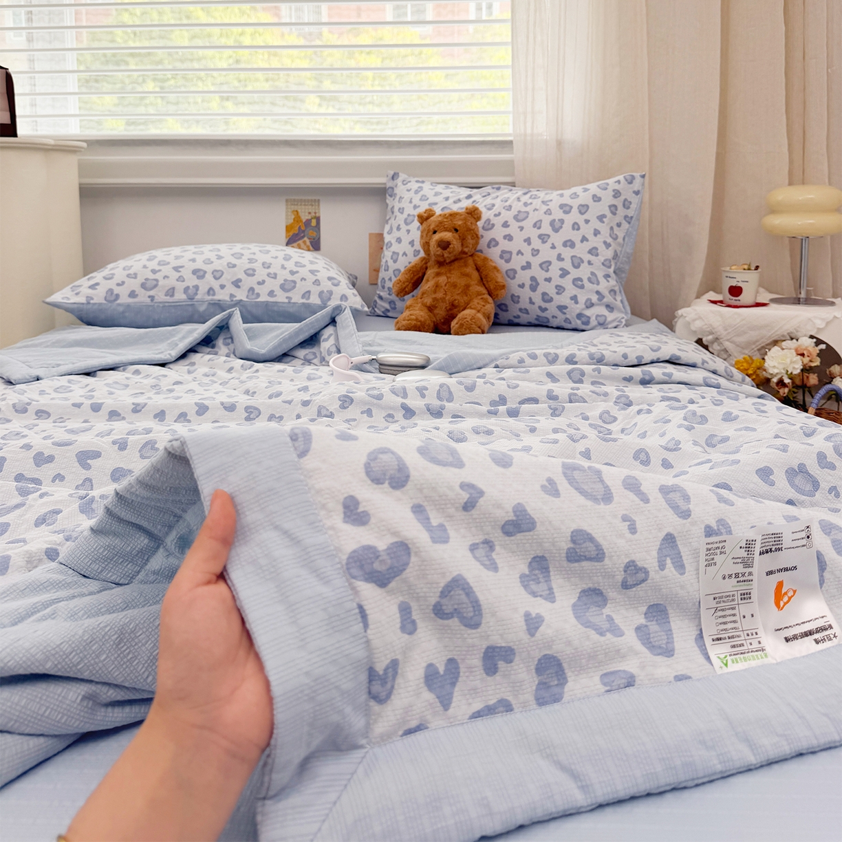 91家纺网 家纺一手货源 找家纺 （总）娜朵家纺 2026新款A类泡芙双层纱大豆夏被夏凉被空调被四件套