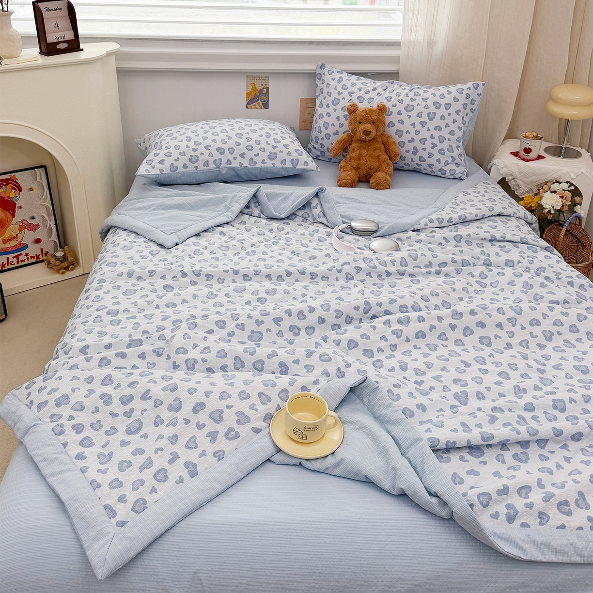 91家纺网 家纺一手货源 找家纺 （总）娜朵家纺 2026新款A类泡芙双层纱大豆夏被夏凉被空调被四件套