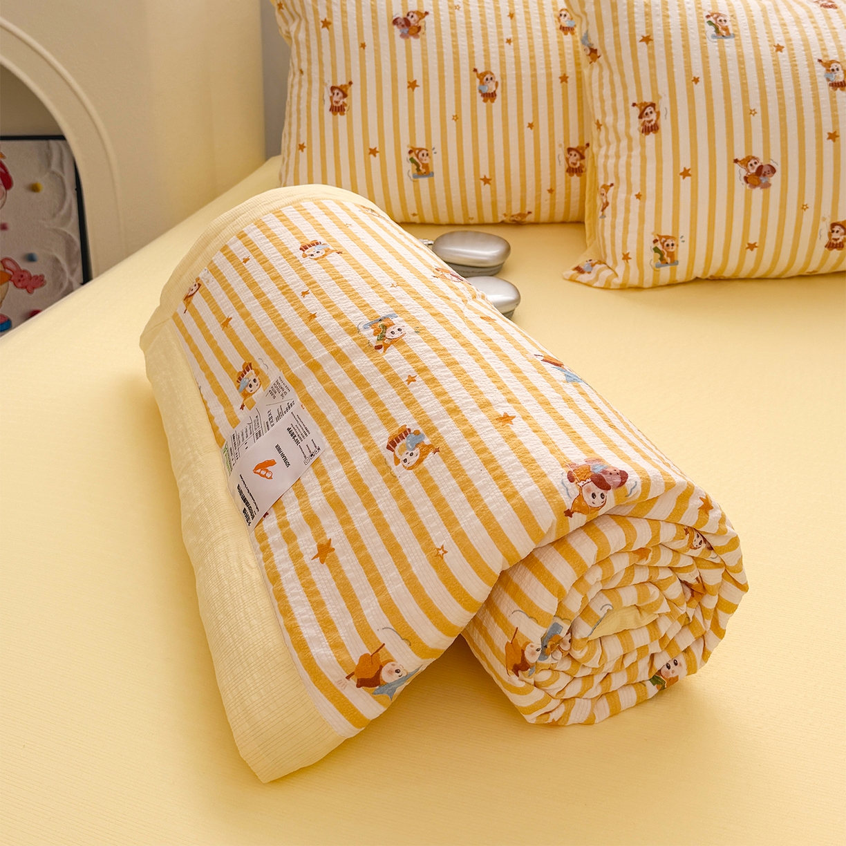 91家纺网 家纺一手货源 找家纺 娜朵家纺 2026新款A类泡芙双层纱大豆夏被夏凉被空调被四件套 星梦园