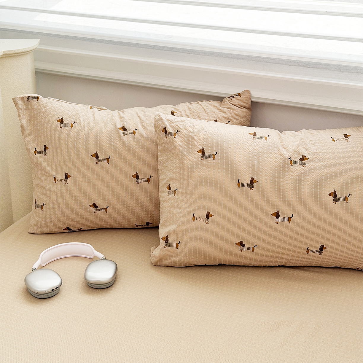 91家纺网 家纺一手货源 找家纺 娜朵家纺 2026新款A类泡芙双层纱大豆夏被夏凉被空调被四件套 线条小狗