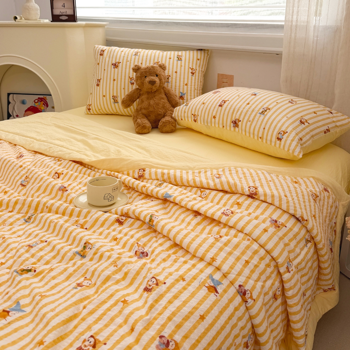 91家纺网 家纺一手货源 找家纺 娜朵家纺 2026新款A类泡芙双层纱大豆夏被夏凉被空调被四件套 星梦园