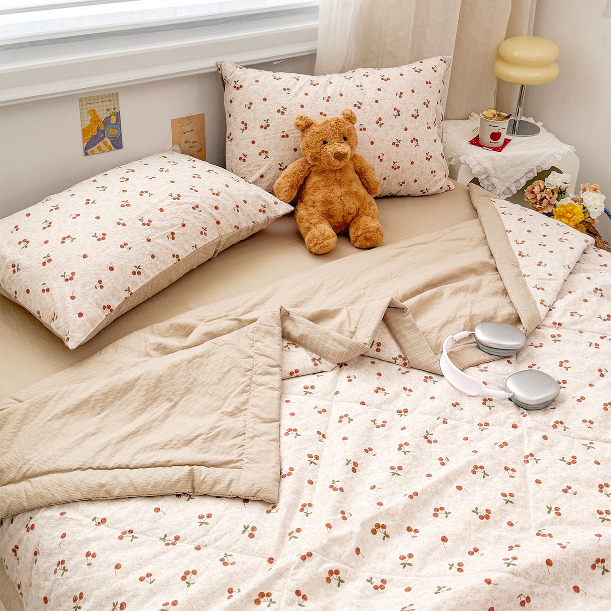 91家纺网 家纺一手货源 找家纺 娜朵家纺 2026新款A类泡芙双层纱大豆夏被夏凉被空调被四件套 田园逸趣