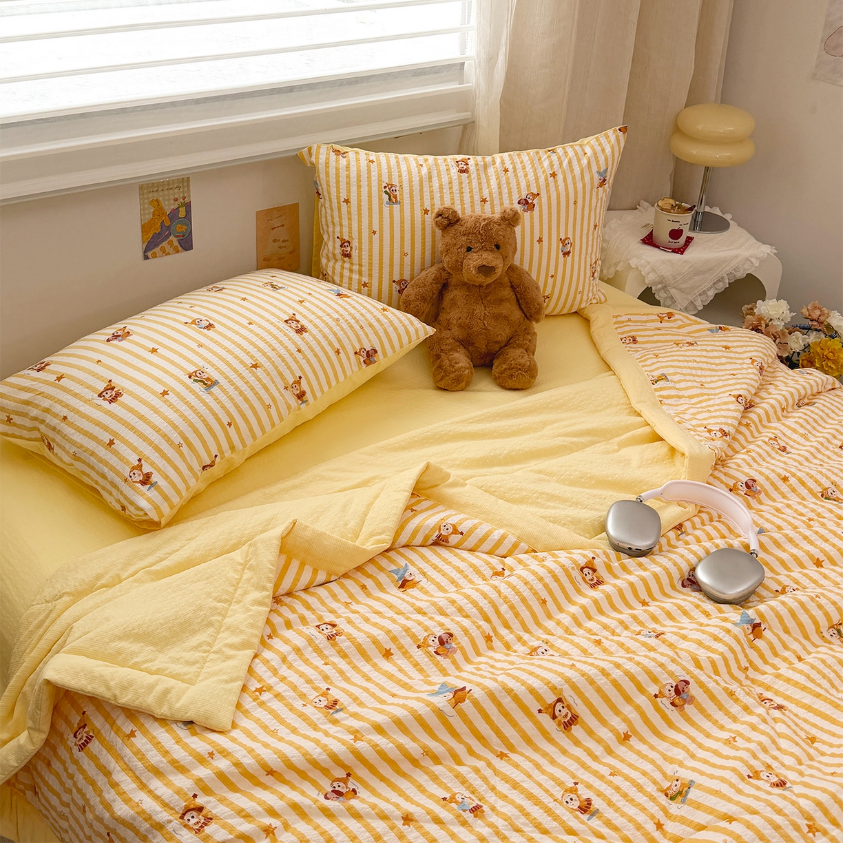 91家纺网 家纺一手货源 找家纺 娜朵家纺 2026新款A类泡芙双层纱大豆夏被夏凉被空调被四件套 星梦园