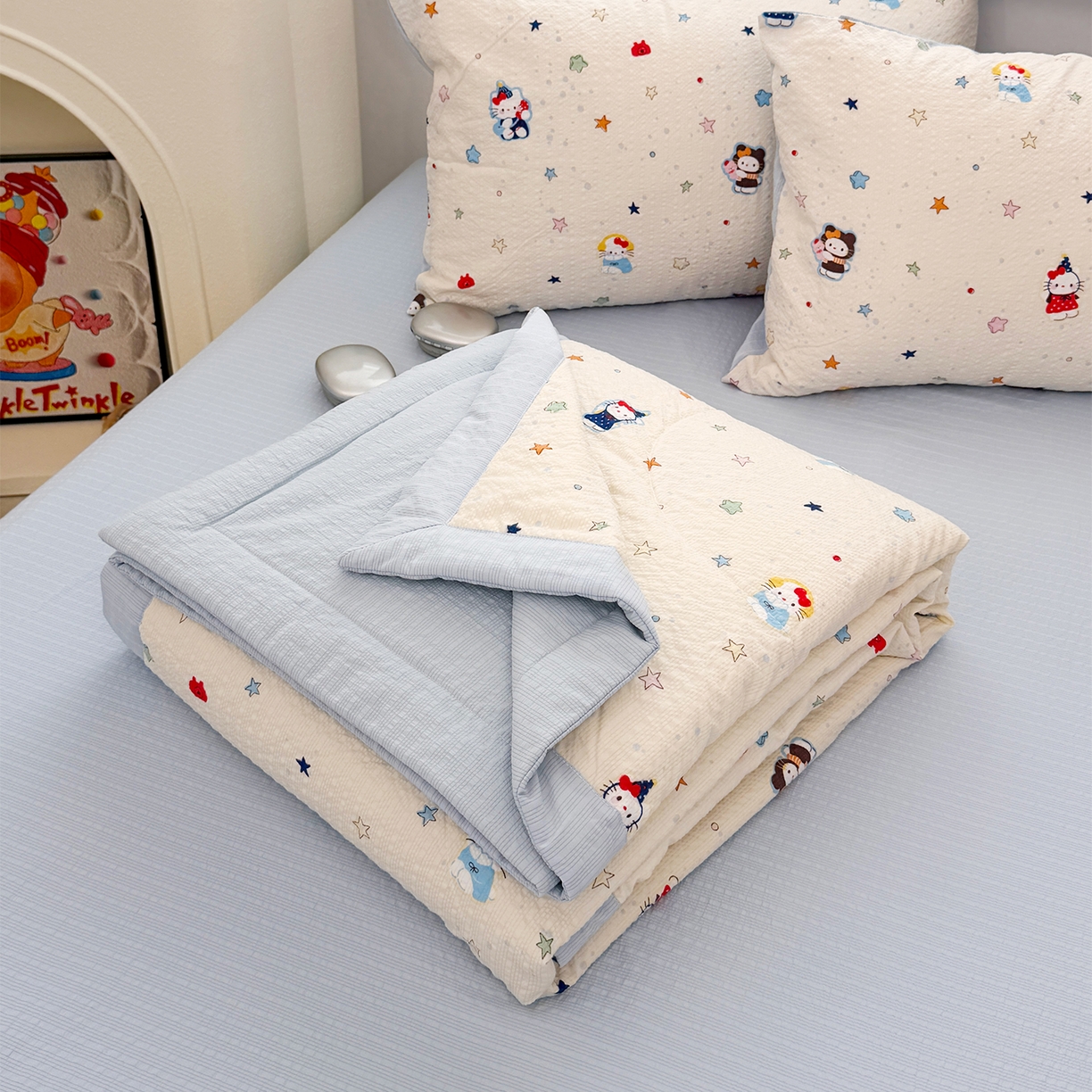 91家纺网 家纺一手货源 找家纺 （总）娜朵家纺 2026新款A类泡芙双层纱大豆夏被夏凉被空调被四件套