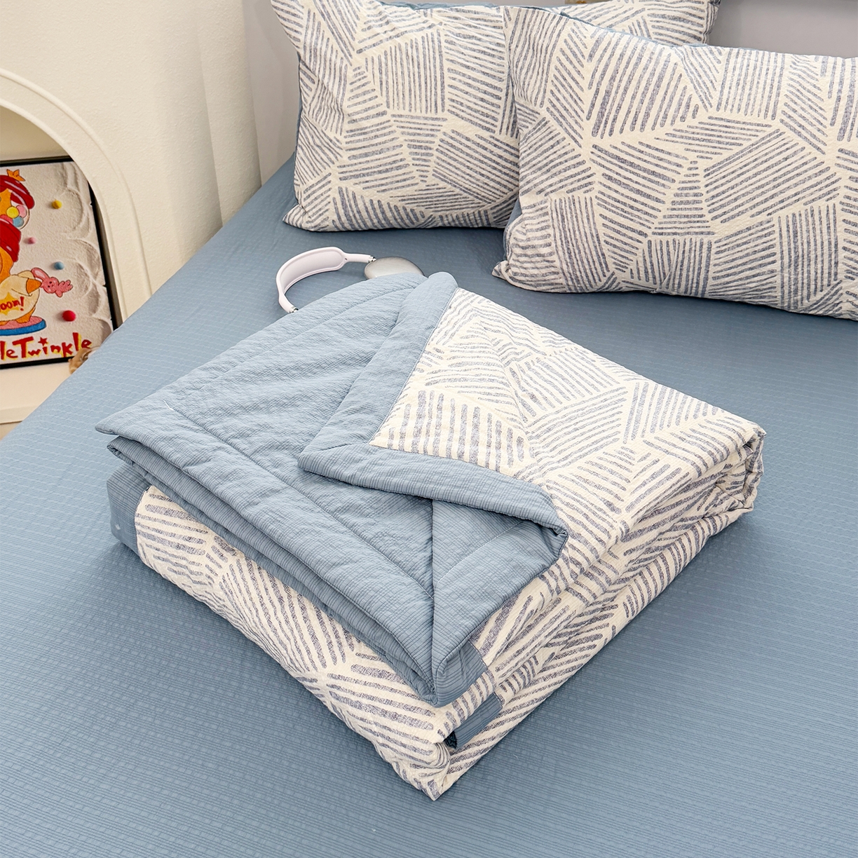 91家纺网 家纺一手货源 找家纺 （总）娜朵家纺 2026新款A类泡芙双层纱大豆夏被夏凉被空调被四件套