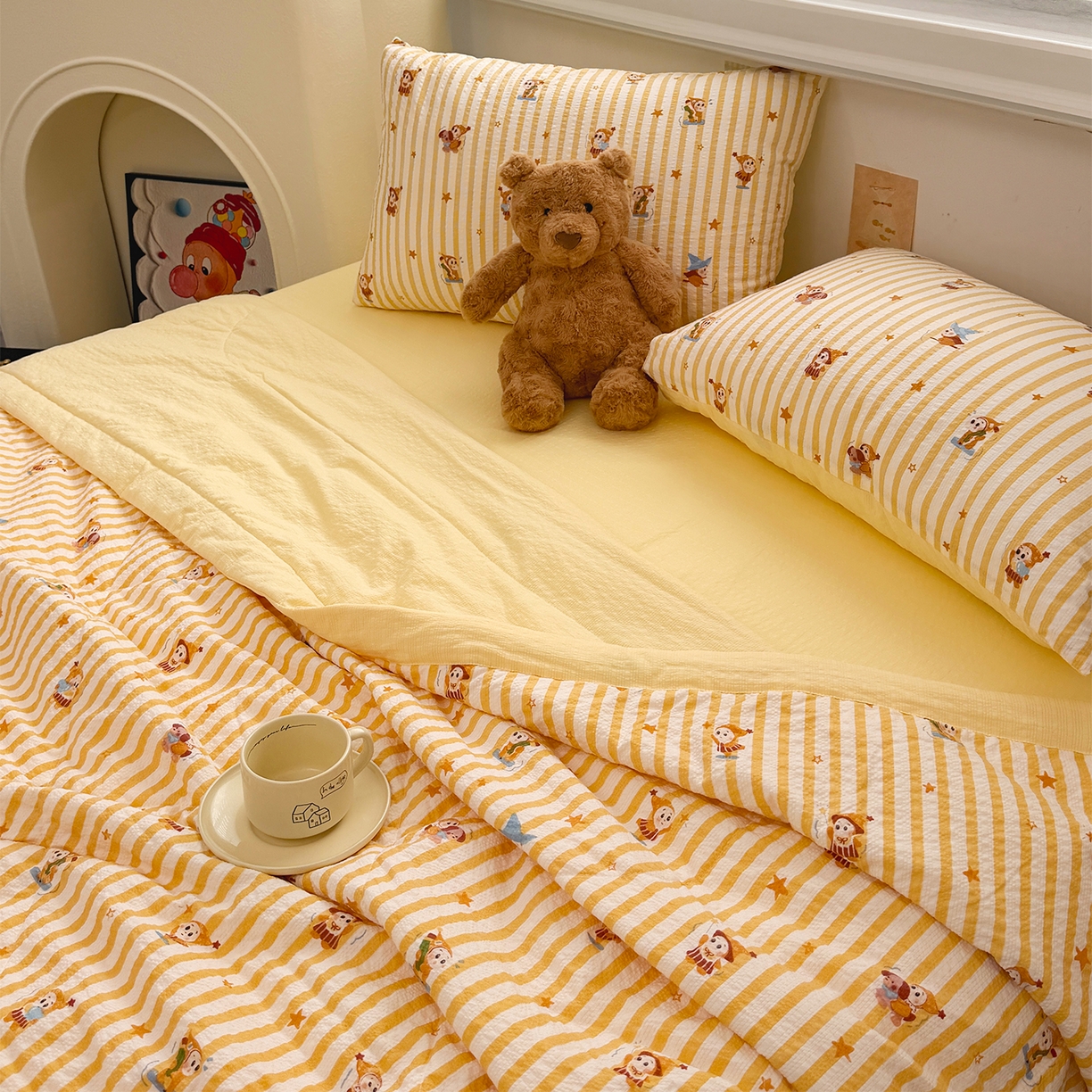 91家纺网 家纺一手货源 找家纺 娜朵家纺 2026新款A类泡芙双层纱大豆夏被夏凉被空调被四件套 星梦园