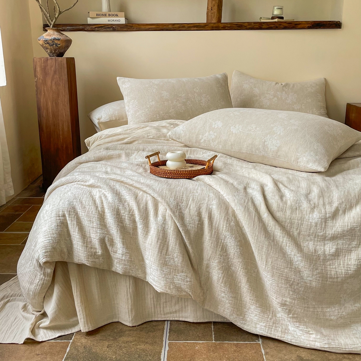 91家纺网 家纺一手货源 找家纺 （总）梵克保罗 2026新款精选天然棉麻提花四件套