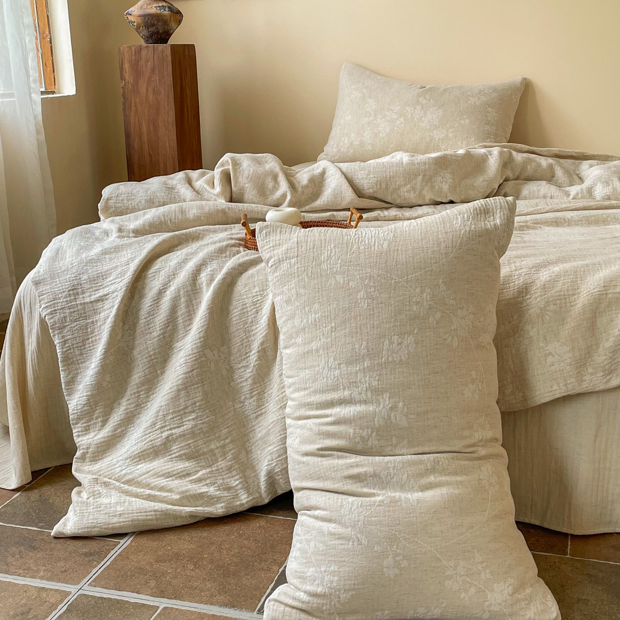 91家纺网 家纺一手货源 找家纺 （总）梵克保罗 2026新款精选天然棉麻提花四件套