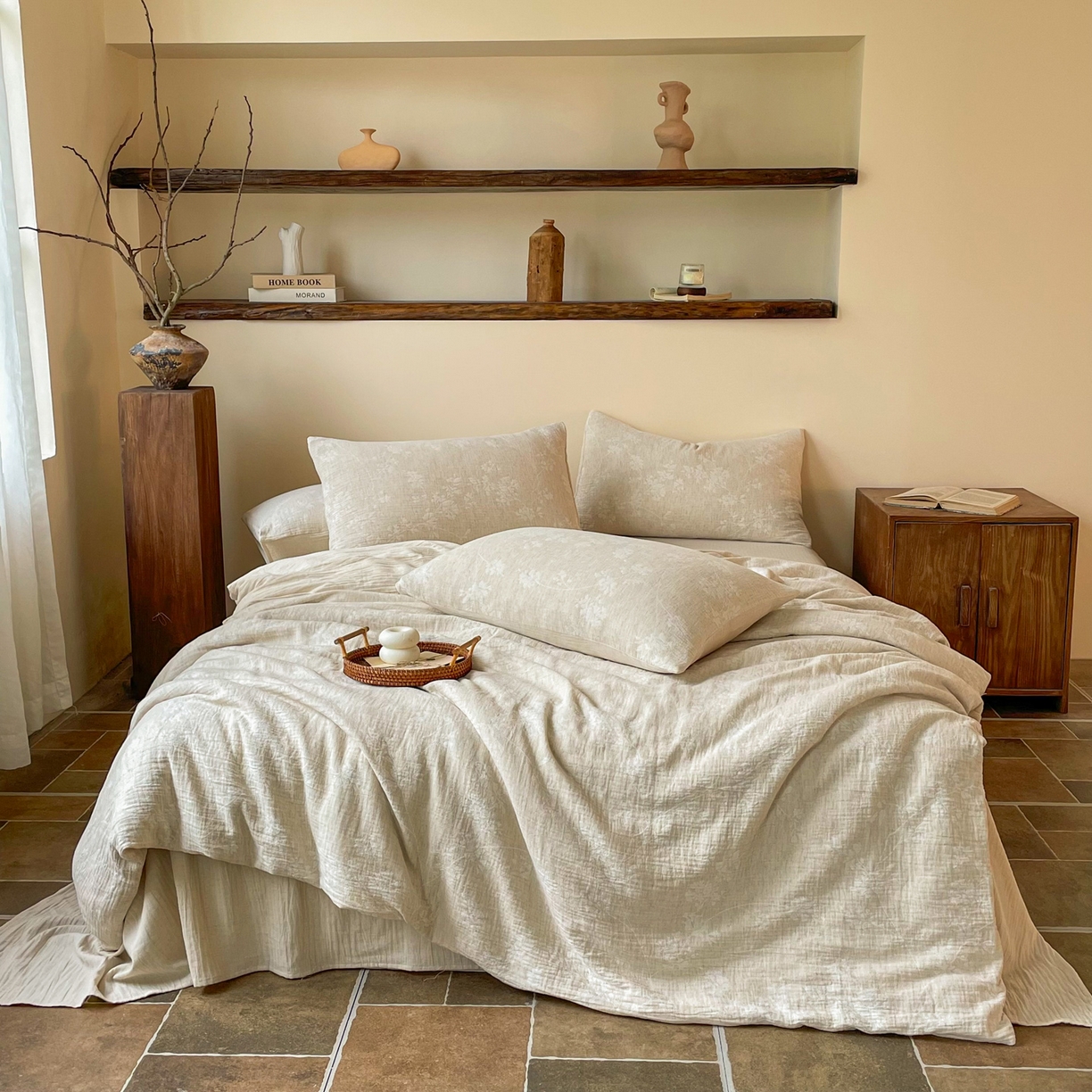 梵克保罗 2026新款精选天然棉麻提花四件套 暗香