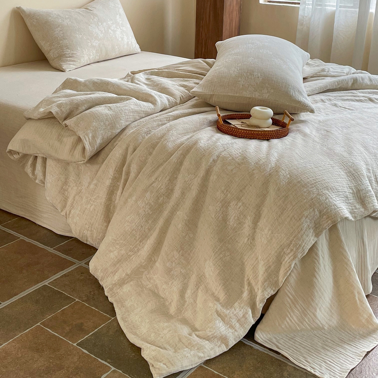 91家纺网 家纺一手货源 找家纺 梵克保罗 2026新款精选天然棉麻提花四件套 暗香