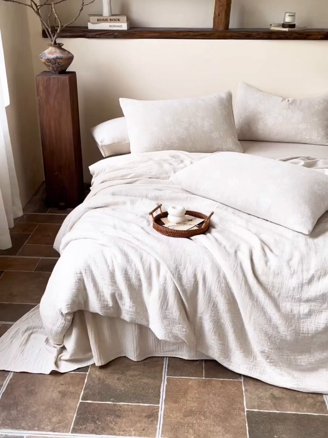 91家纺网 家纺一手货源 找家纺 梵克保罗 2026新款精选天然棉麻提花四件套 暗香