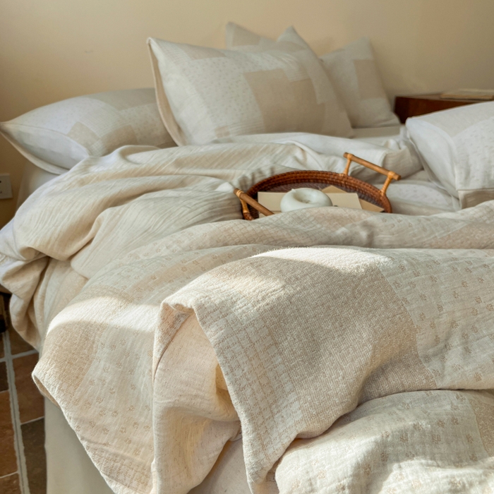 91家纺网 家纺一手货源 找家纺 梵克保罗 2026新款精选天然棉麻提花四件套 盗梦空间