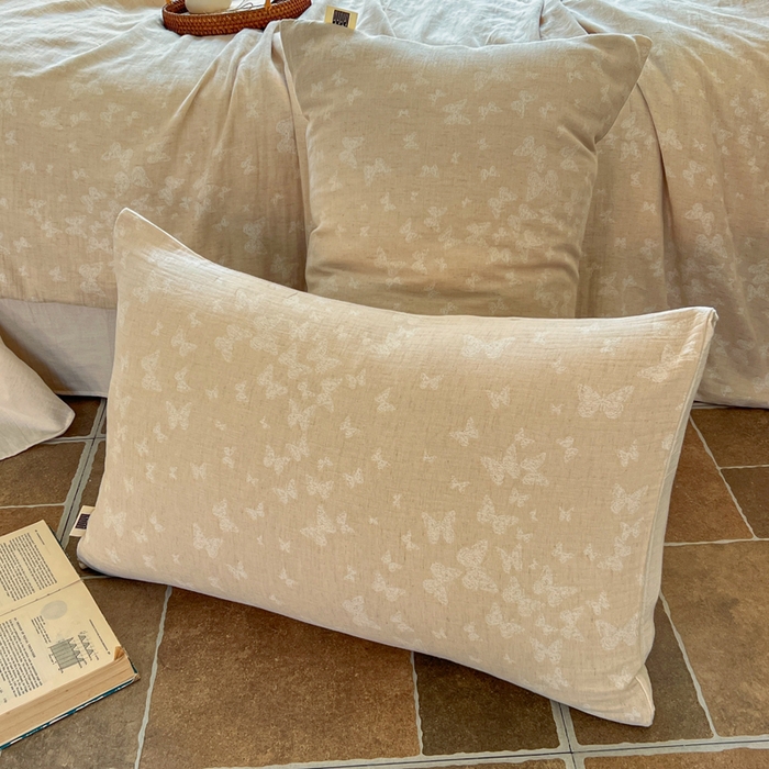 91家纺网 家纺一手货源 找家纺 梵克保罗 2026新款精选天然棉麻提花四件套 蝶舞清风