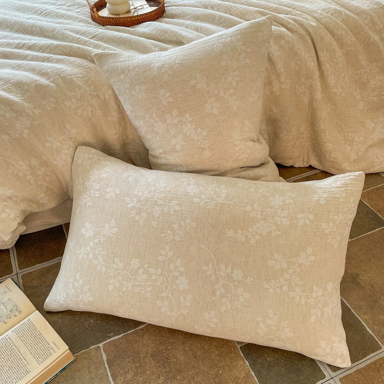 91家纺网 家纺一手货源 找家纺 梵克保罗 2026新款精选天然棉麻提花四件套 陌上花开