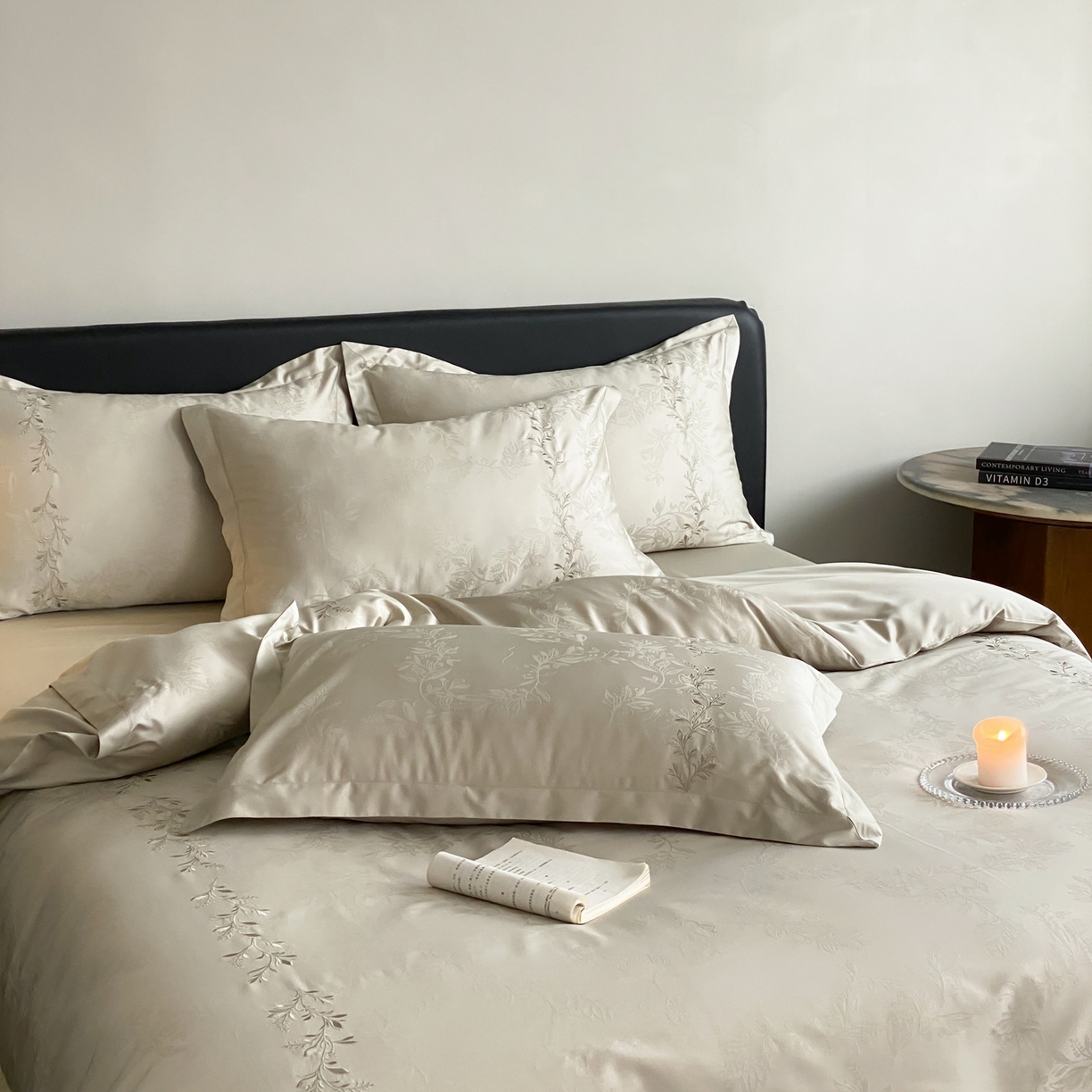 91家纺网 家纺一手货源 找家纺 （总）赫帛 2026春夏新款高端舒柔棉提花刺绣四件套-铃兰