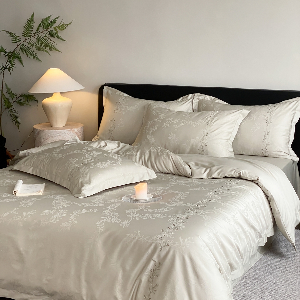 91家纺网 家纺一手货源 找家纺 （总）赫帛 2026春夏新款高端舒柔棉提花刺绣四件套-铃兰