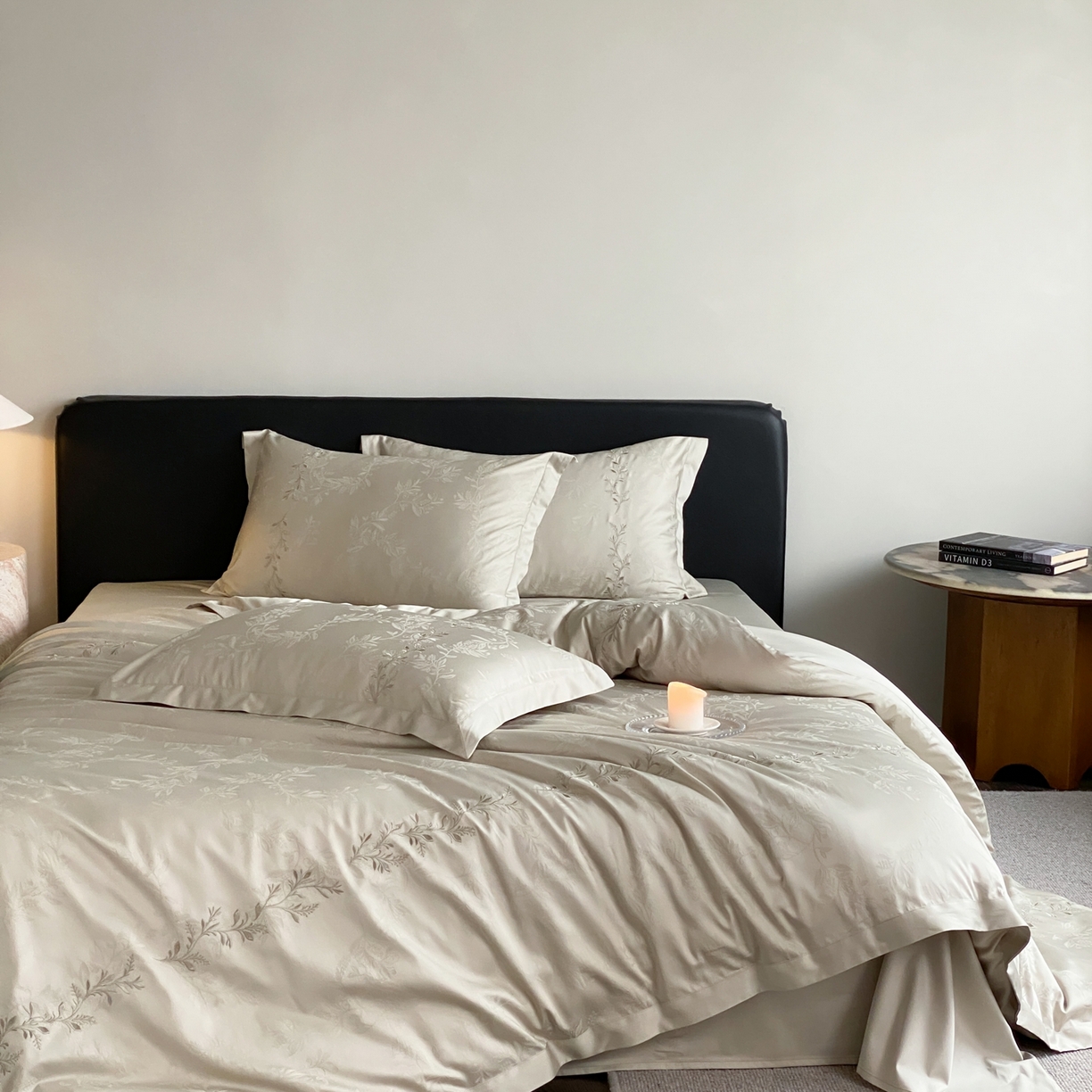 91家纺网 家纺一手货源 找家纺 （总）赫帛 2026春夏新款高端舒柔棉提花刺绣四件套-铃兰