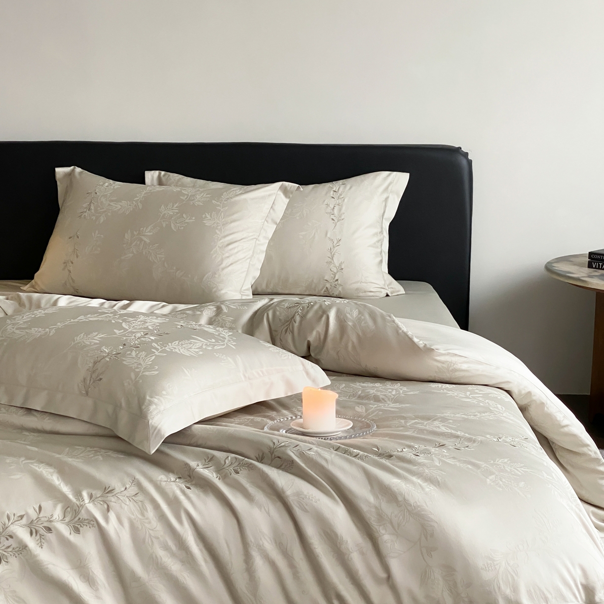 91家纺网 家纺一手货源 找家纺 赫帛 2026春夏新款高端舒柔棉提花刺绣四件套-铃兰 铃兰-嫩芽绿