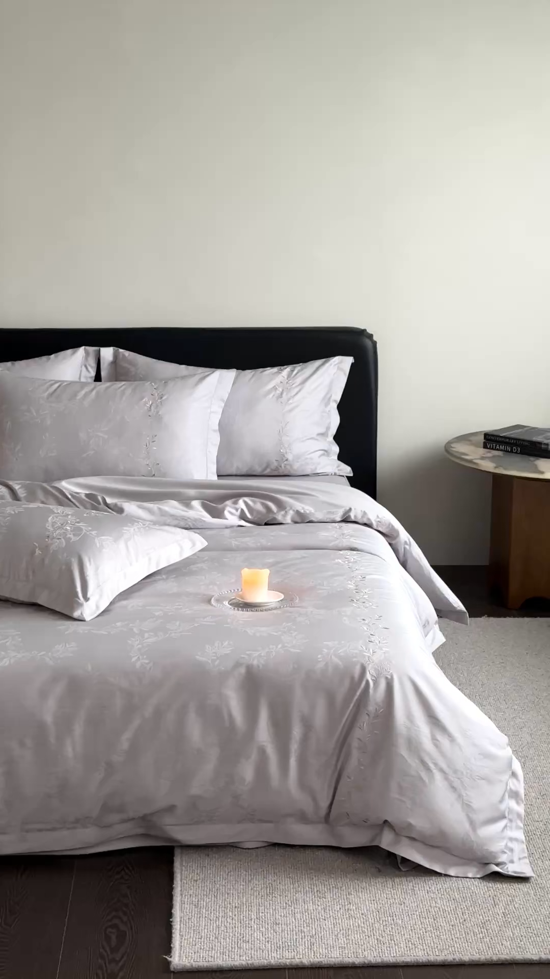 91家纺网 家纺一手货源 找家纺 赫帛 2026春夏新款高端舒柔棉提花刺绣四件套-铃兰 铃兰-藕灰色