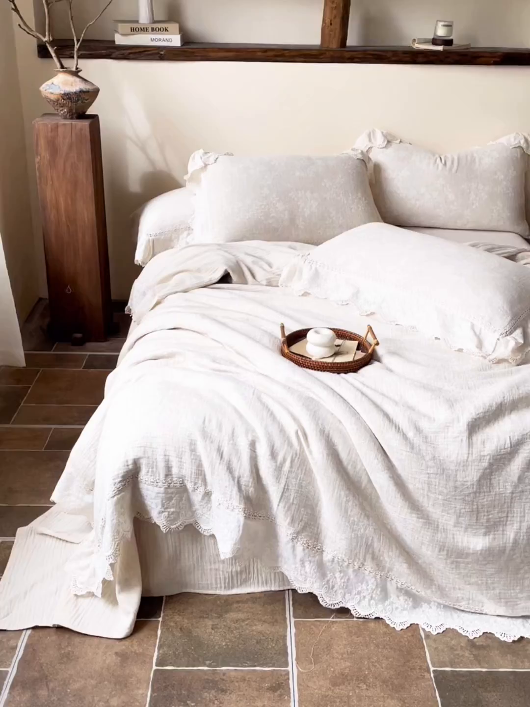 91家纺网 家纺一手货源 找家纺 （总）梵克保罗 2026新款棉麻提花四件套（花边款）