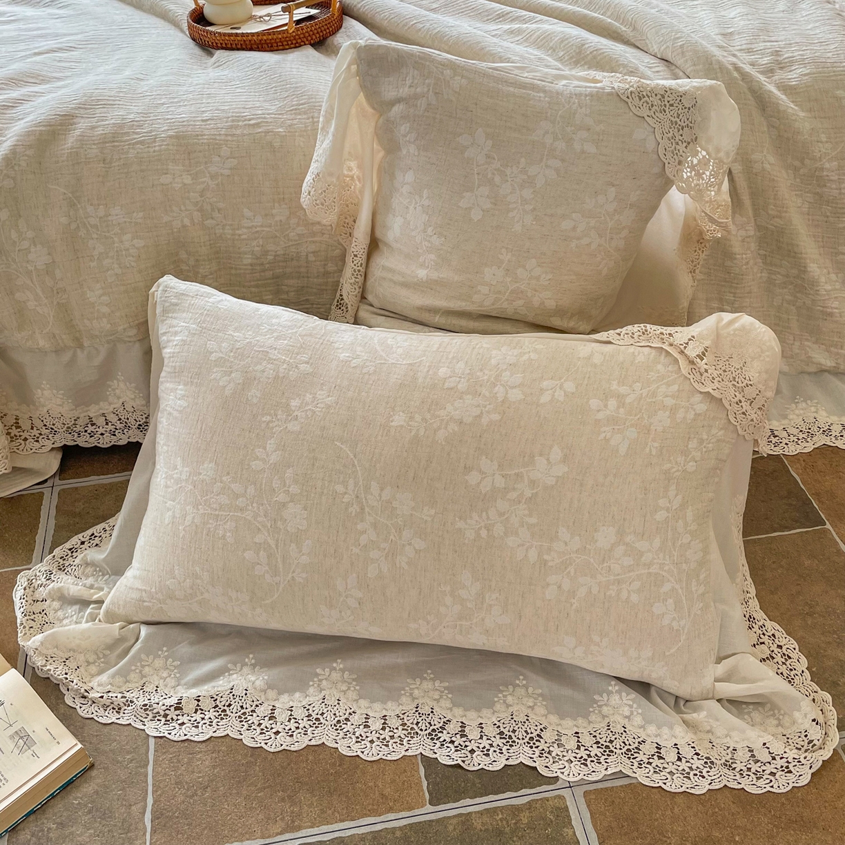 91家纺网 家纺一手货源 找家纺 梵克保罗 2026新款棉麻提花四件套（花边款） 浮生梦