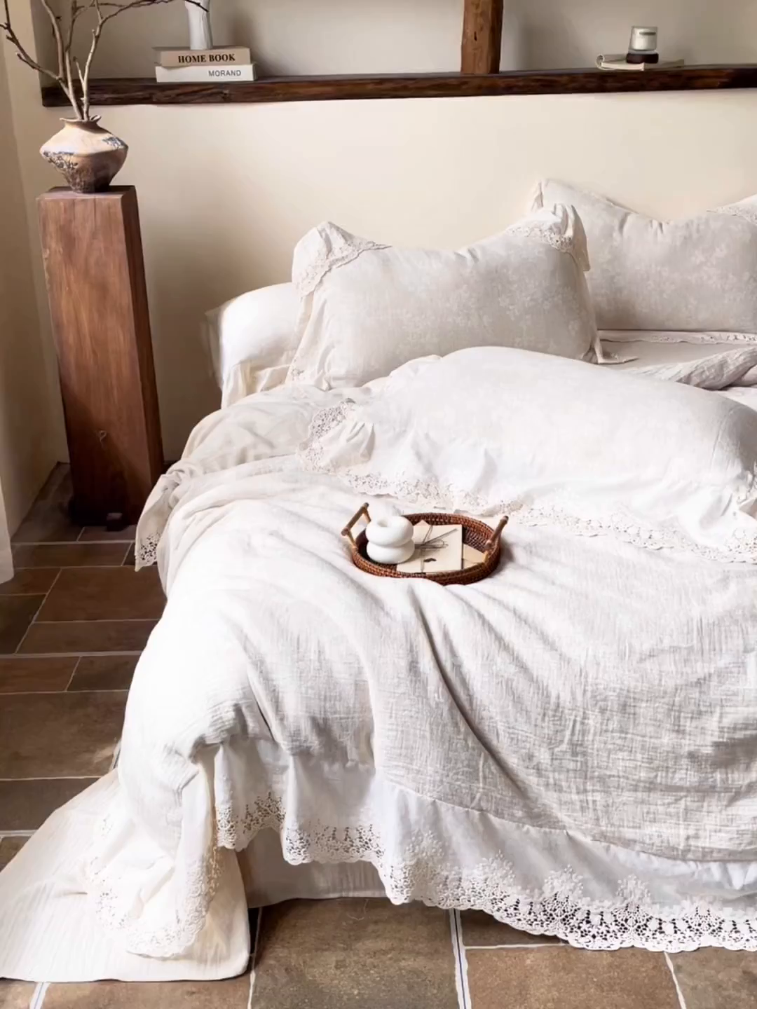 91家纺网 家纺一手货源 找家纺 梵克保罗 2026新款棉麻提花四件套（花边款） 浮生梦